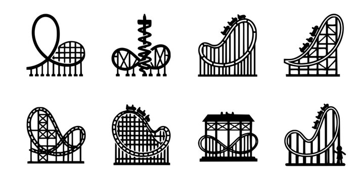 Rollercoaster silhouette vector. Rollercoaster Black flat icon illustration
