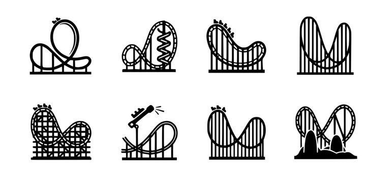 Rollercoaster silhouette vector. Rollercoaster Black flat icon illustration
