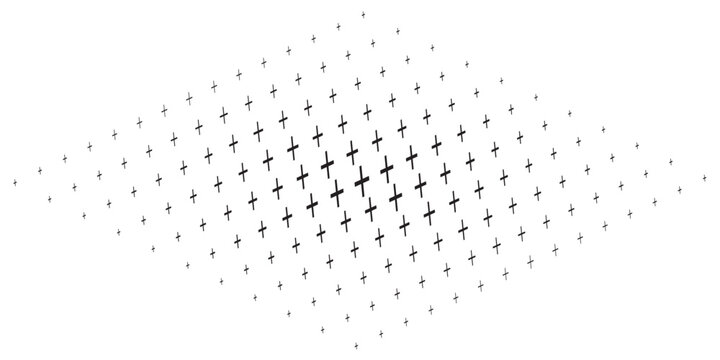 Abstract geometric pattern of interconnected crosses forming a diamond shape.