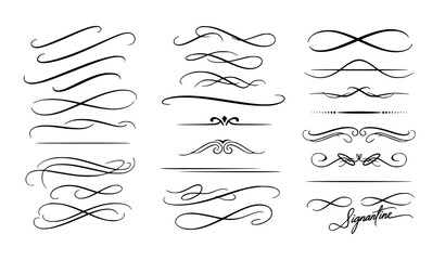 SEO Title Elegant Calligraphy Underline Swashes and Script Flourish Divider Vector Collection © Ms