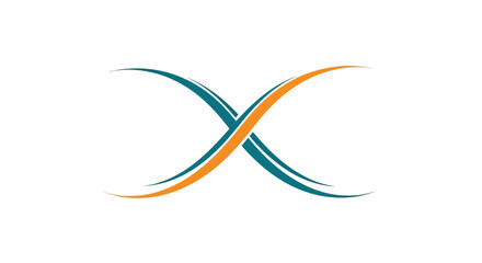 Obraz premium Abstract intertwining curves in teal and orange hues, dynamic motion illustration, modern design element