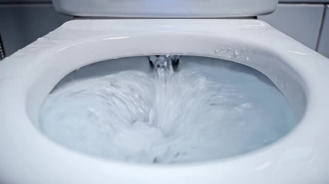 Modern school toilets with automatic flushing sensor close up