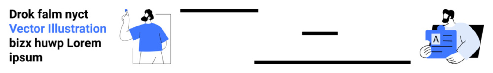 Obraz premium Online security, identity verification, digital profile management, document authentication, user access control, secure data. Two characters interacting with digital elements. Identity verification