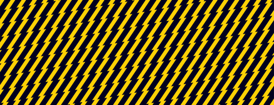 Thunder Bolt Geometric Pattern. Zig Zag Electric Lighting Background. Vector Abstract Thunderbolt Texture with Yellow and Black Stripes. Comic Book Energy Storm Pattern.