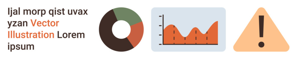 Data analysis, business reports, risk management, information visualization, warnings, research tools. Pie chart, line graph and warning icon. Data analysis and business reports concept © robu_s