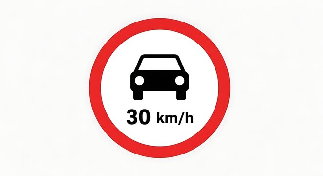 Speed limit road sign thirty kilometers.