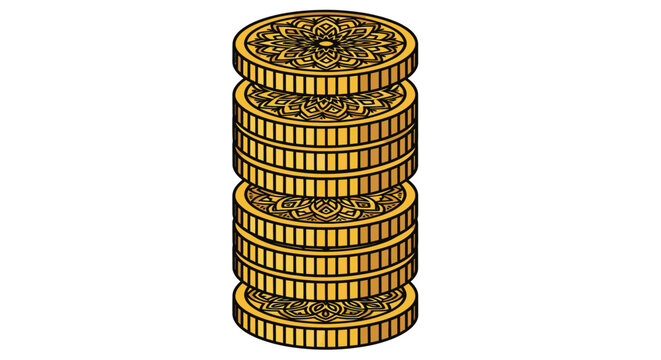 Stack of golden coins, finance and wealth concept illustration