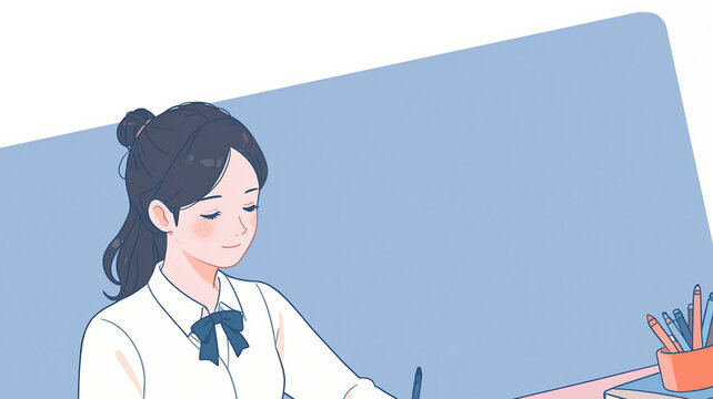 勉強する女子学生 - 勉強する女子学生8