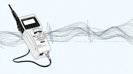 Fototapeta premium Electronic Testing Device with Signal Waveform Illustration
