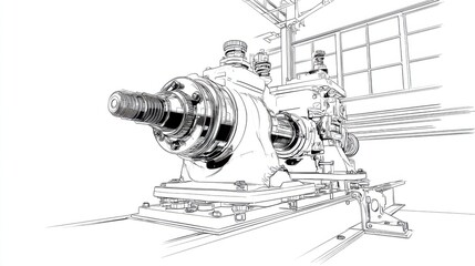 Industrial Machinery Design with Clear Lines and Detailed Components