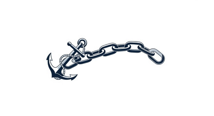 A black anchor with a chain on a white background symbolizing stability and security