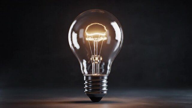 Illuminated light bulb glowing in dark background symbolizing innovation creativity and ideas for technology and business concepts