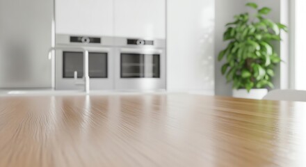 Fototapeta premium Modern kitchen interior with oven and plant