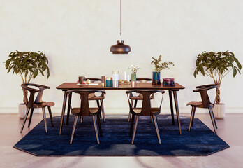 Fototapeta premium Large luxury modern bright interiors Living room mockup illustration 3D rendering Digitally Generated Image