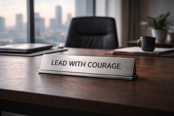 Lead With Courage Leadership Motivation Sign