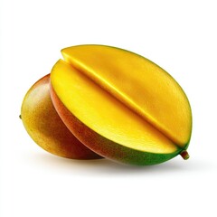Juicy mango, sliced open to reveal vibrant yellow flesh