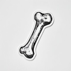 Detailed sketch of a single dog bone, presented as a cutout