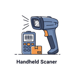 Handheld Barcode Scanner with Package and Reader.