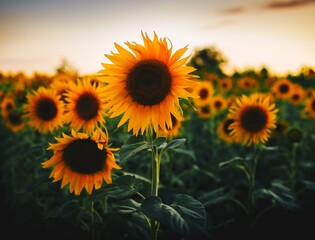 Fototapeta premium GIRASOLES EN EL CAMPO