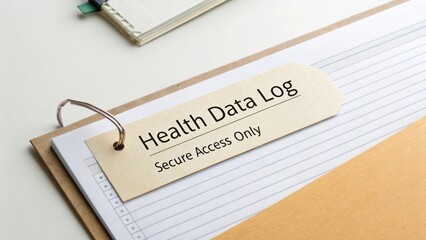 Secure Health Data Log Displayed on Clipboard With Blank Chart Pages and Notepad in Background for Data Management