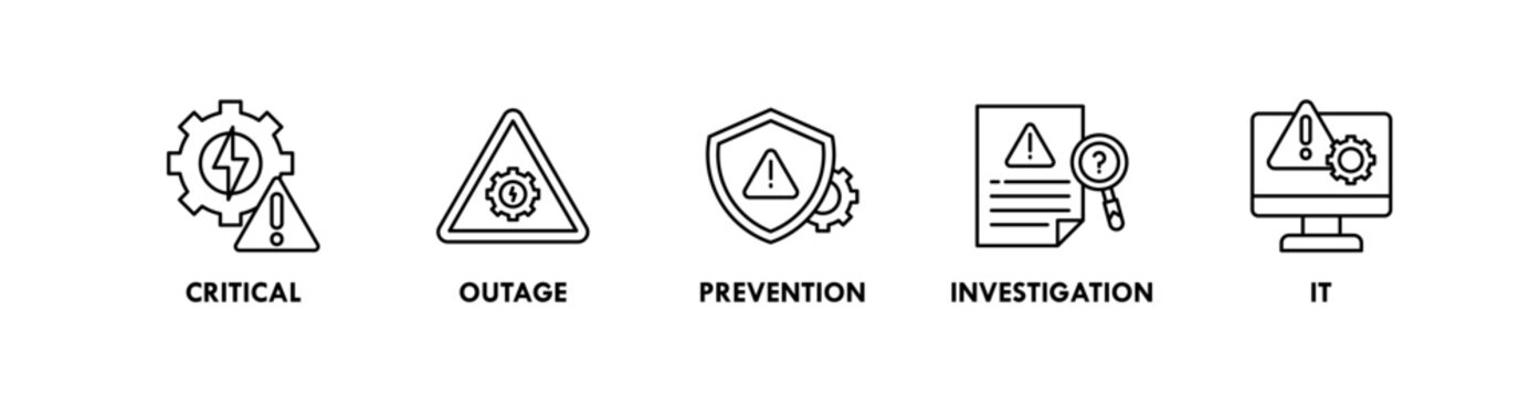 Incident Management banner web icon illustration concept with icon of critical, outage, prevention, investigation, it