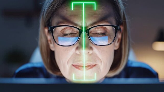 Data protection multi-factor concepts. Advanced Biometric Face Recognition Technology Scan For Digital Cyber Security Identification And Privacy Protection System Using Multi Factor Authentication
