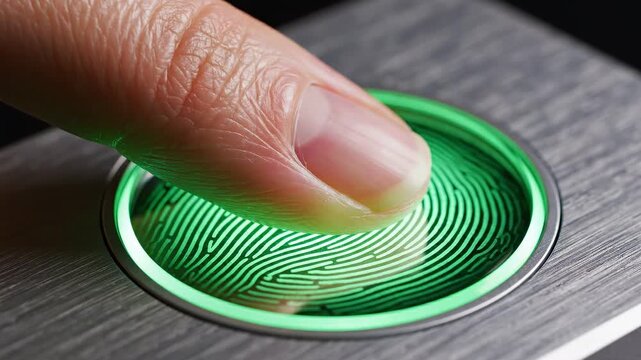 Data protection multi-factor concepts. Reliable Biometric Fingerprint Scanner Technology Ensuring Secure Digital Identity Verification Plus Strong Data Protection Access For Modern Safety Systems