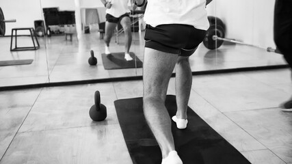 Physical rehabilitation exercises for the legs with electrodes
