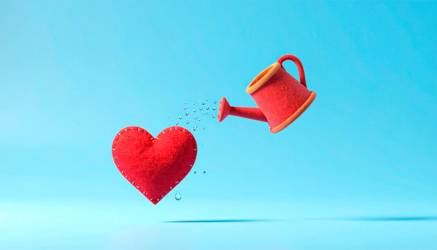 心に水やりをするフェルトのCGイメージ画像