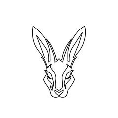 A large black outline hare's head symbol on the center. Illustration on transparent background