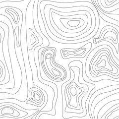 Black and White Seamless Topographic Map Contour Outline Pattern