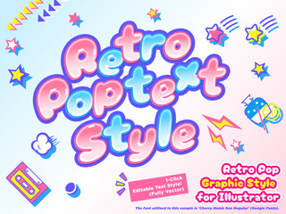 Retro Pop Puffy Sticker Graphic Style for Illustrator