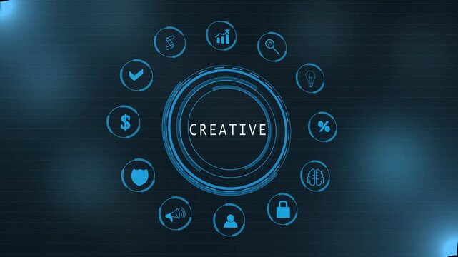 CREATIVE concept ,merchant, website, sales, seo, link, tracking Global Blue dot Map Loop ,Business, Technology, Internet and network concept. interface icons Abstract technology background