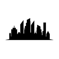 Fototapeta premium Silhouette of a modern city skyline with various building heights.