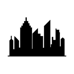 Fototapeta premium City skyline silhouette with modern skyscrapers and urban landscape.