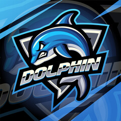 Dolphin esport mascot logo design © Visink.art