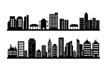 Obraz premium City skylines with modern and traditional architecture silhouettes.