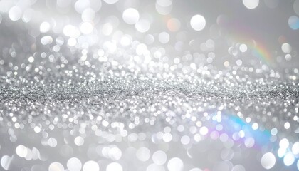 シルバーのグリッターが輝く抽象的な光の背景素材