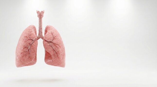 Detailed 3D Illustration of Human Lungs on Clean White Background
