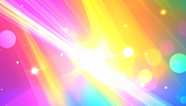 カラフルな虹色グラデーションと輝く光が広がる抽象背景素材
