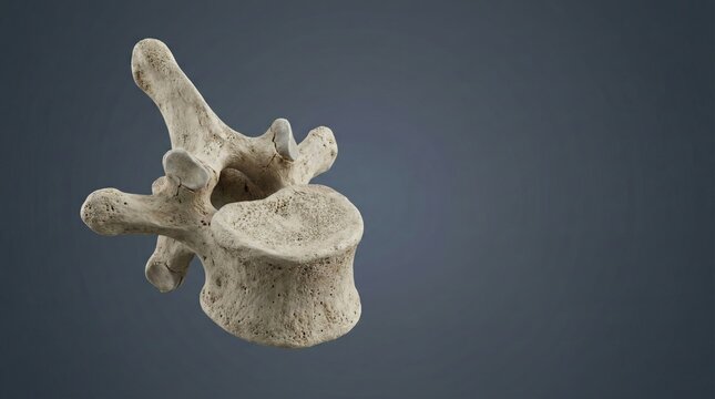 Detailed Lumbar Vertebra Close-Up on Dark Background