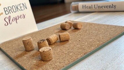 Creative Cork Design on a Natural Background for Arts and Crafts Projects with Health and Wellness Theme