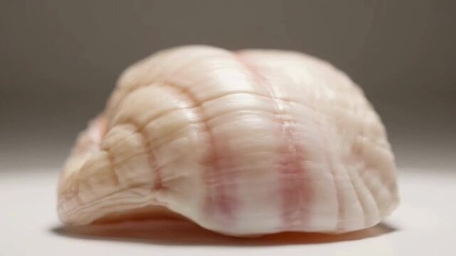 garlic on a white background-Seashell Macro Close-Up with Soft Natural Lighting-Detailed macro footage of seashell texture ideal for nature and marine concepts.