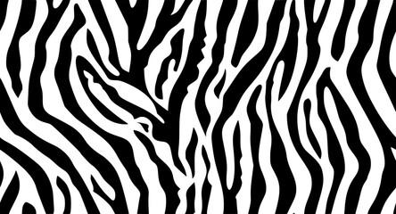 Seamless zebra skin texture featuring a wild animal print with black stripes on a nature-inspired safari fur pattern for a bold wildlife vector design