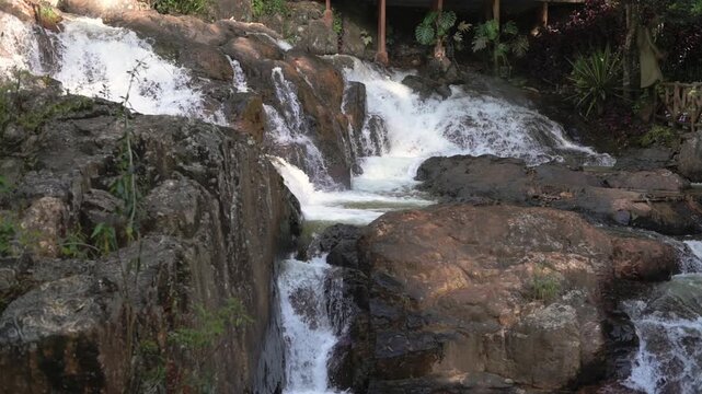 Datanla, Vietnam, Da Lat Rough Rapids Rushing Through Rocky Gorge, Dark Boulders, Narrow Chutes Channeling Whitewater, Spray And Foam, HighEnergy Current, Exploration Vibe, River Guide