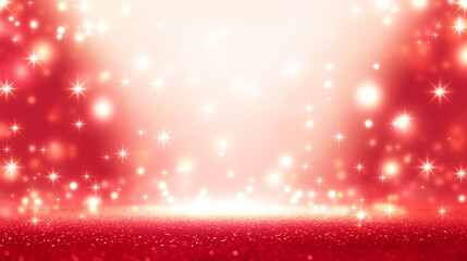母の日やバレンタイン、クリスマス　赤とゴールドの輝く光の粒子とボケ味の華やかなバックグラウンド素材