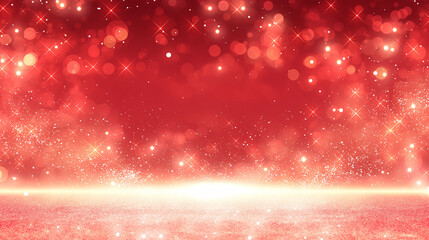 母の日やバレンタイン、クリスマス　赤とゴールドの輝く光の粒子とボケ味の華やかなバックグラウンド素材