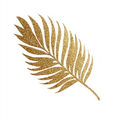 Obraz premium Gilded fern frond with sparkling texture on white