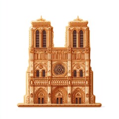 Fototapeta premium Ornate pastry shaped like a famous Gothic cathedral, detailed with intricate layers