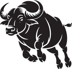 Obraz premium Dynamic Black water buffalo Running Vector Illustration with Bold Horns and Power